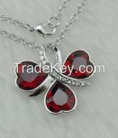 Rhodium plated silver necklace with swarovski crystal