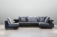 Leather and Fabric Sofa (1013)