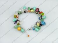 colorful multi stone bracelet with extendable chain