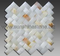 white onyx herringbone arc onyx mosaic MSK-WO-001A