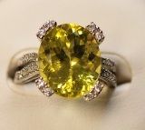 925 Silver Ring with Lemon Amethyts (Ltd1055)