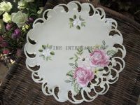Country Cottage Pink Roses Embroidered Doilies
