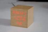 wooden led calendar alarm clock