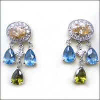 Gemstone / precious stone jewelry: Color zircon earring