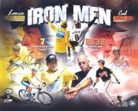 "IRON MEN" Autographed By Lance Armstrong and Cal Ripken Jr. 16x20 pic