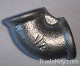 Malleable cast iron elbow with rib
