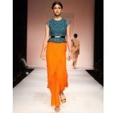 Flame Orange & Teal Gown