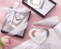 "Love Story" Silver-Finish Heart-Shaped Bookmark Wedding Favour