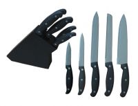 5PCS plastic handle in oak wooden block kitchen knife set