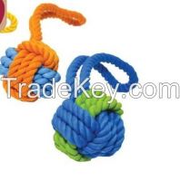 Dog toy Tough Twist Rubber & Rope Ball Tug 11"