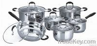 12pcs stainless steel cookware set silicon handle casserole saucepan