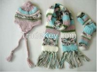 knit beanie, scarf ,glove sets
