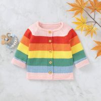 Factory New in Hot sell 2023 Autumn Winter Baby Round Neck Long Sleeve Button Breathable Soft Cotton Colorful Knitted Sweater