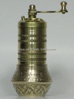 Turkish Patterned Brass PEPPER MILL, Gold Color No.17