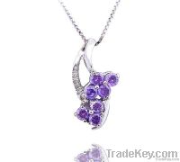 925 Sterling Silver Pendant Inlay Amethyst