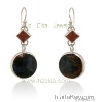 Brass plating with 18K gold and natural agate drusy earring-HZ-0501006
