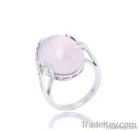 925 silver rose quartz ring---HZ10R004R
