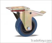 Braked Swivel Caster with Elastic Rubber wheel(Nylon core)