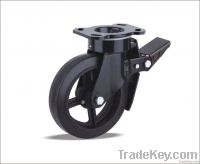 Braked Swivel Caster with Elastic Rubber wheel(Iron core)