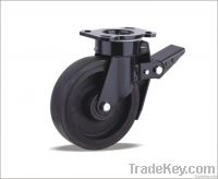 Braked Swivel Caster with Elastic Rubber wheel(Iron core)