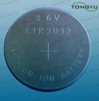 LIR2032 Lithium Coin Cell 3.6V 45mAh , Lithium rechargeable Button Battery 3.6V