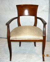 Walnut armchair with Donghia fabric