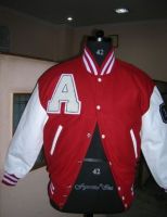 scarlet varsity jacket