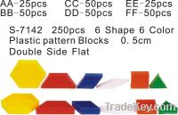 0.5CM  250PCS  6 shape 6 color Plastic Pattern Blocks Double Side Flat