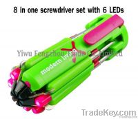 8 in one multi screwdriver set with 6 LED lights