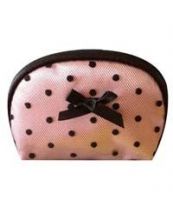 pink satin material lace cosmetic bag