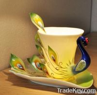 enamel tea cup and saucer