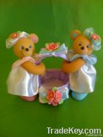 baby girl bears with a basket