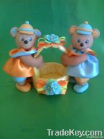 Boy baby bears with basket