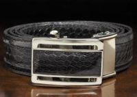 Genuine Seasnake skin Lether Belt for Men. Black Mens Snake skin Leather Belt. Automatic Buckle. Made in Thailand