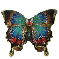 Swallowtail Butterfly Bejewelled Box - Blue