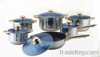 Gold plating handles 12 pcs cookware set(WW-C023A)