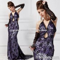 Purple Embroidered Evening Dress