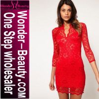 Red Ladies Lace Embroidered Dress