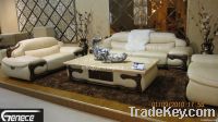 Antique Wooden Leather Sofa Furniture, Home Indoor Sofa Set