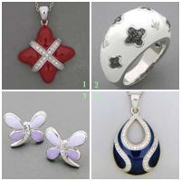 Silver Jewelry with Enamel and Cubic Zirconia (CZ)