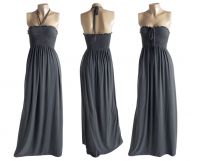 Sexy Hippie Gray Smock Boob Tube Halter Maxi Long Sun Dress (DSD-007)