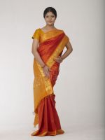 Orange Pure Silk Saree with Blouse