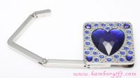 Square Shaped Blue Heart Crystal Foldable Handbag Hanger/Purse Hanger