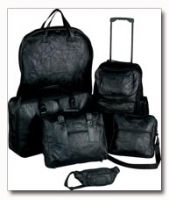 Maxam Italian Stone Design Genuine Leather 6pc Luggage Set