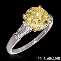 4.01 carat yellow canary diamonds 3-stone ring gold new