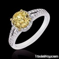 "4 ct. yellow canary diamonds engagement ring solid gold  "
