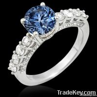 1.75 carats blue diamond engagement ring white gold