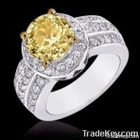 4 carat yellow canary diamonds engagement ring 14K gold