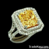 "5 carats fancy yellow canary diamond engagment ring new  "