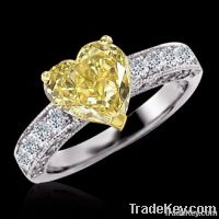 Heart cut yellow canary 3.51 carat engagement ring gold